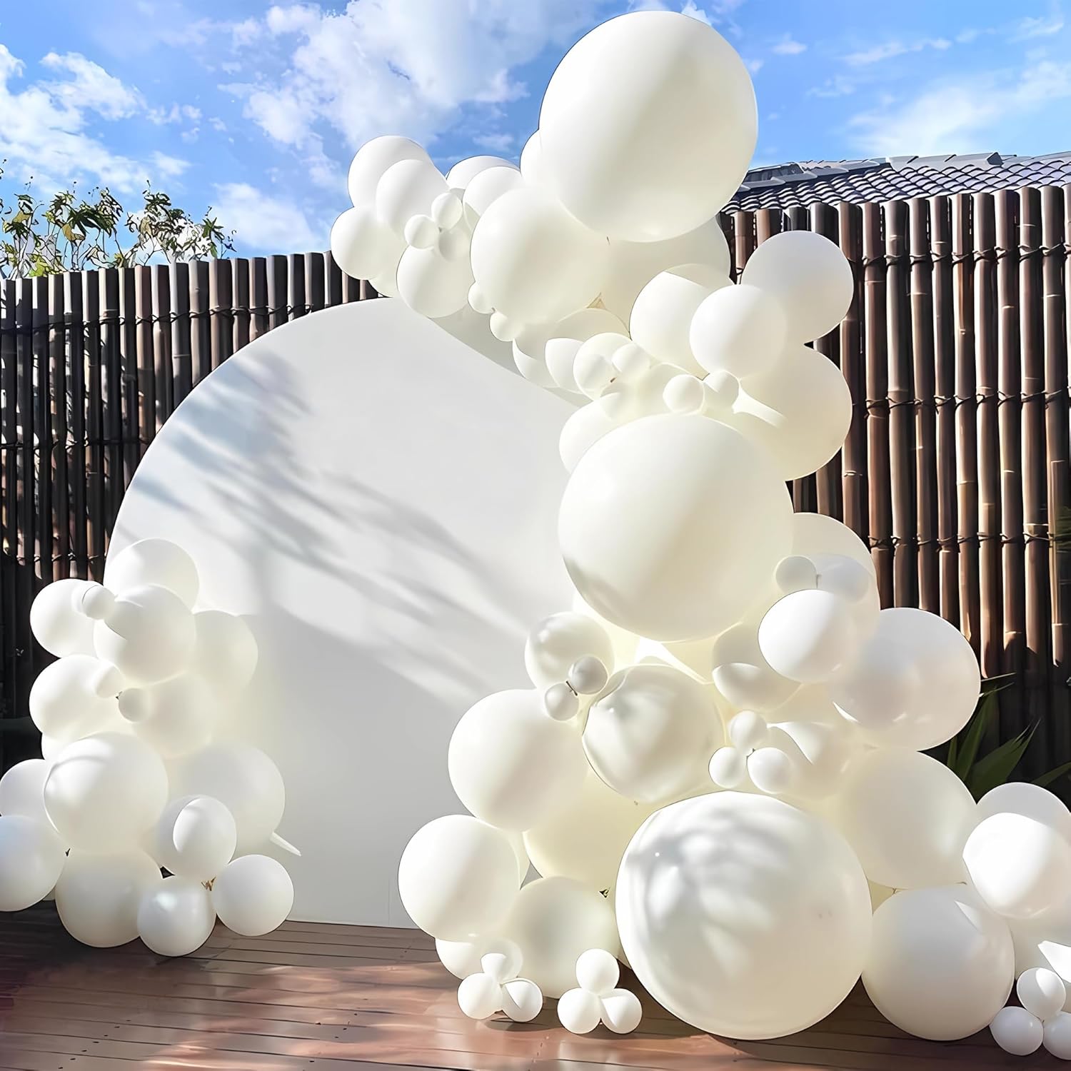 Skiennix White Latex Balloons - 200-Piece Garland Arch Kit for Birthday, Wedding & Baby Shower Decorations | 5-18 Inch Sizes