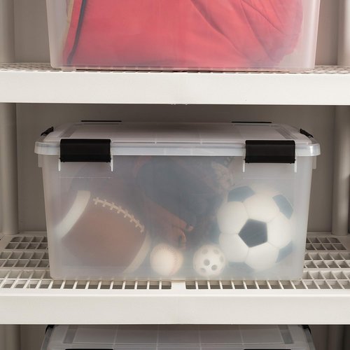 IRIS USA 62.8 Quart Plastic Storage Bins - Durable Lids & Secure Latching Buckles | 4 Pack