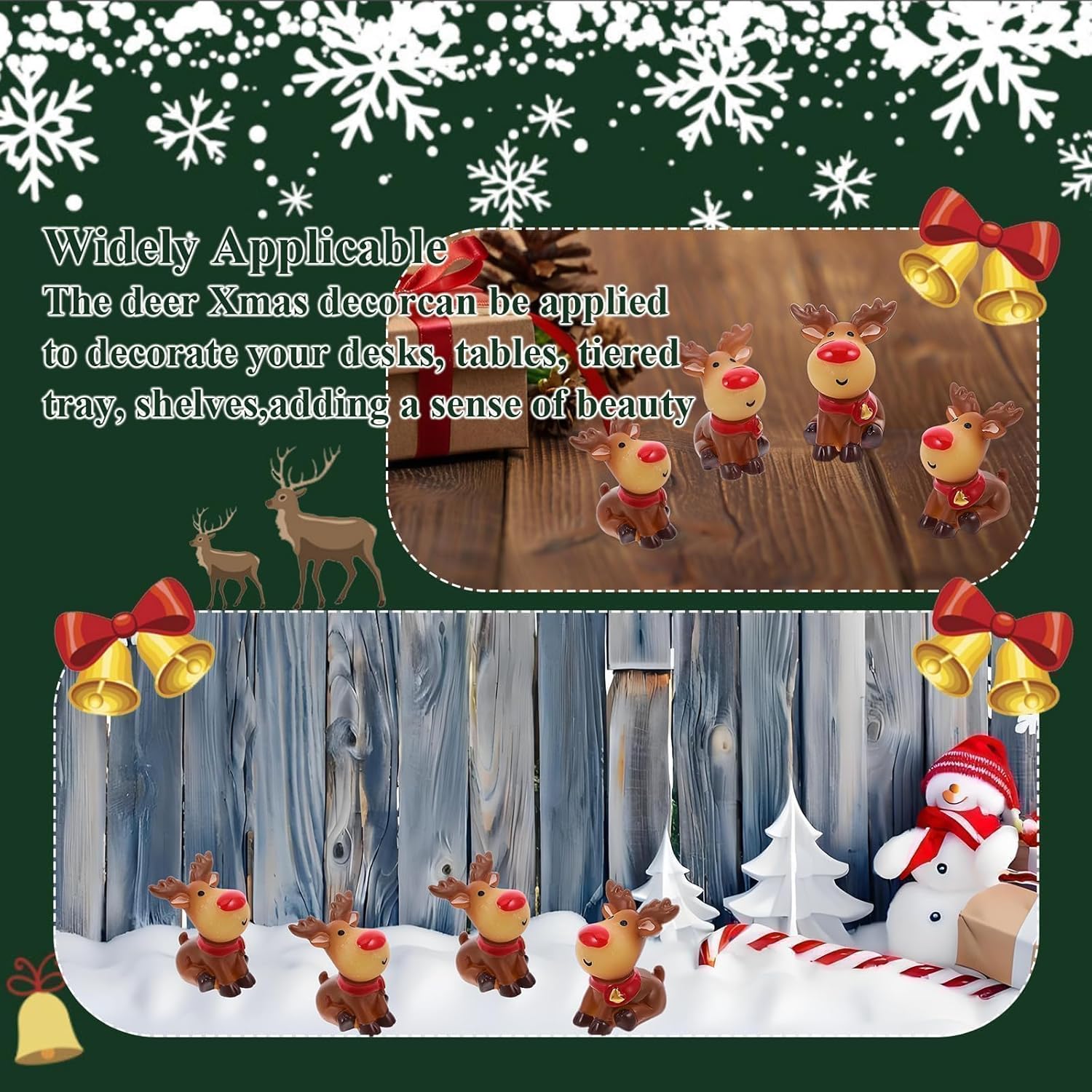 Skiennix Mini Reindeer Figurines - 5pcs Cute Resin Deer Ornaments for Christmas Crafts & Home Decor