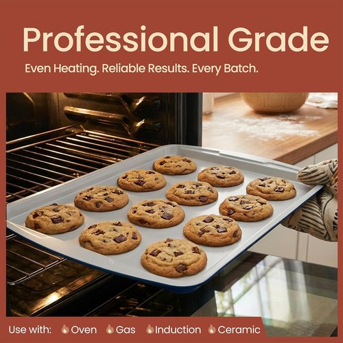 BAKKEN 6-Piece Baking Pan Set - Royal Blue Nonstick Ceramic Coating, Commercial Grade Bakeware | Oven Safe Up to 450°F