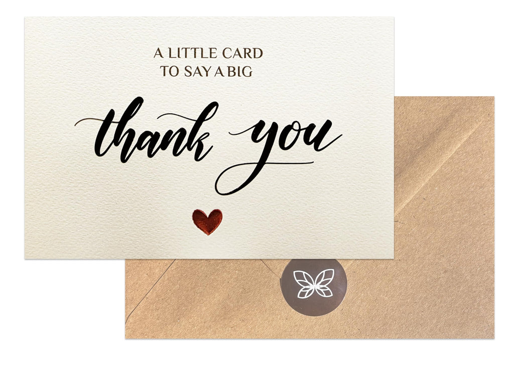 Papierville 50 Embossed Thank You Cards with Envelopes & Stickers – Ivory Folded Notecards 4x6, Elegant Textured Cardstock for Weddings, Baby Shower & Business, “A Little Card to Say a Big Thank You”