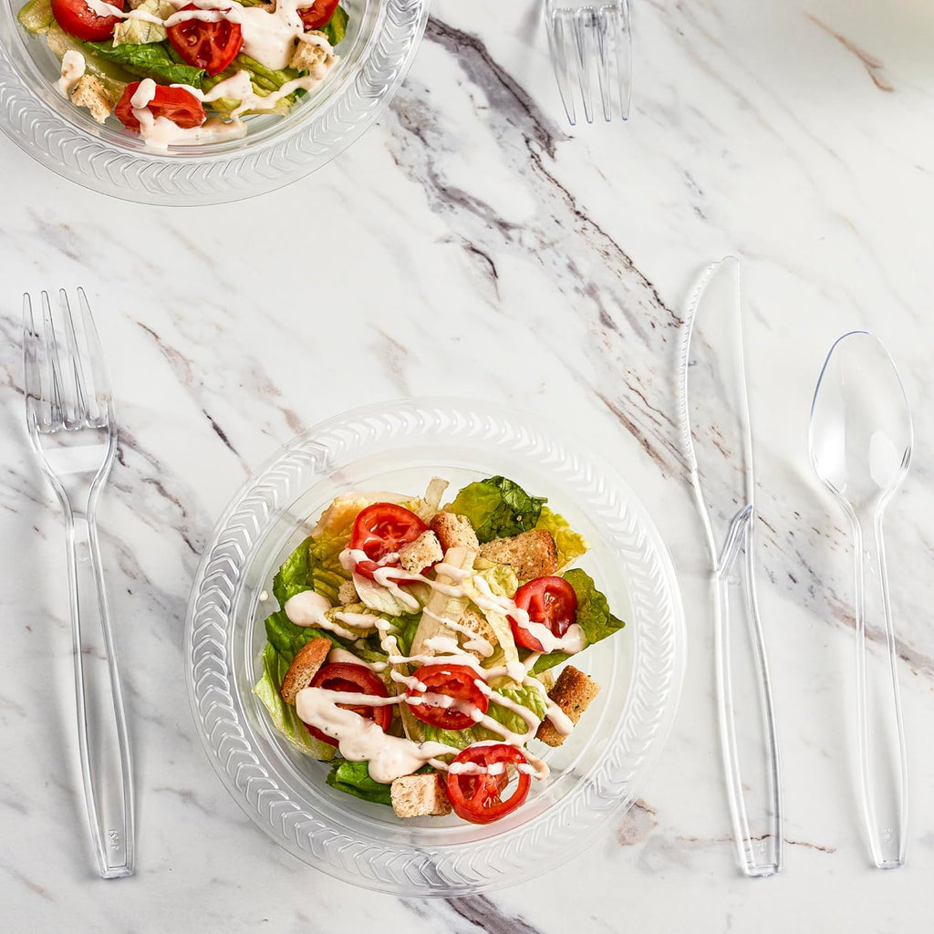 Plasticpro Heavyweight Disposable Clear Plastic Cutlery - 100 Count Forks for Easy Serving