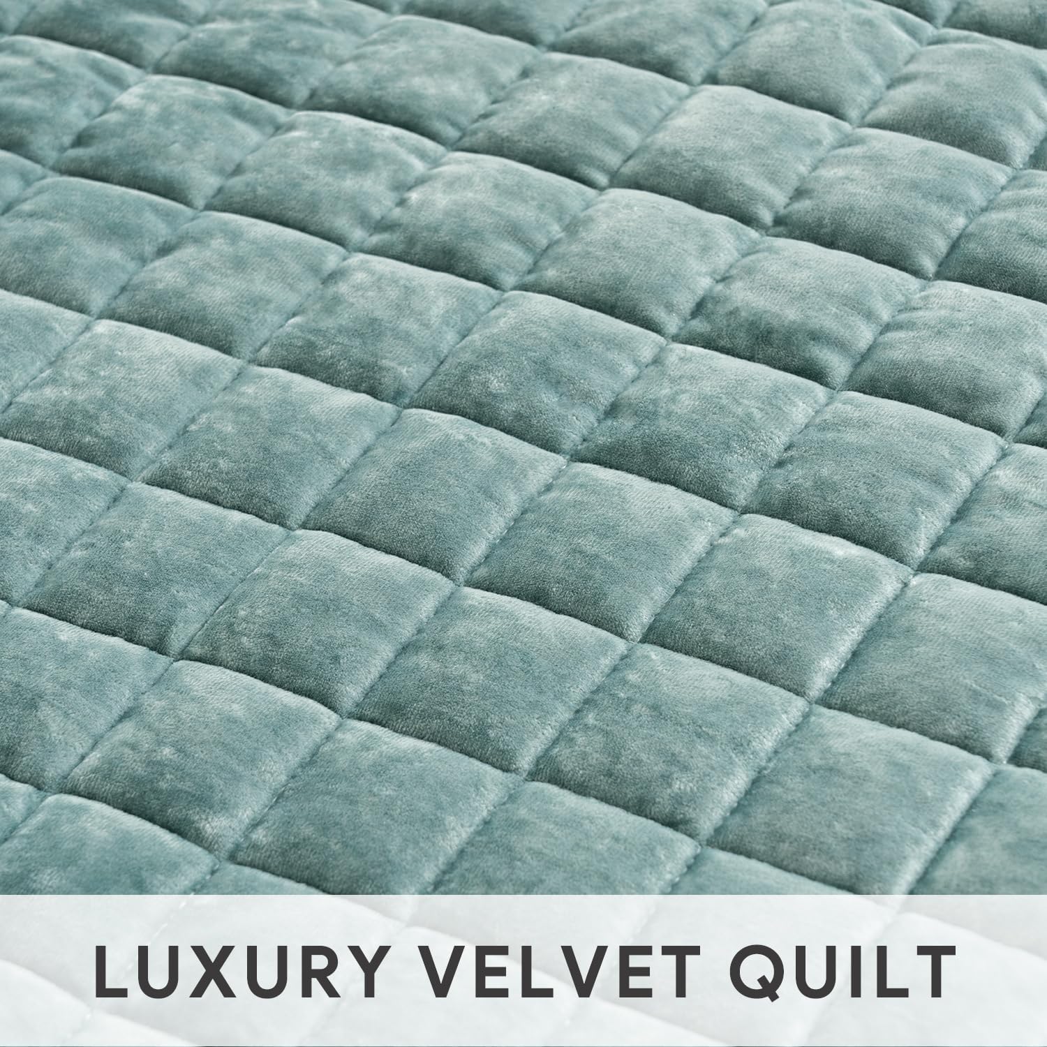 RECYCO Luxury Velvet Quilt Set - Twin/Twin XL Lightweight Comforter with 1 Pillow Sham - Aqua Green