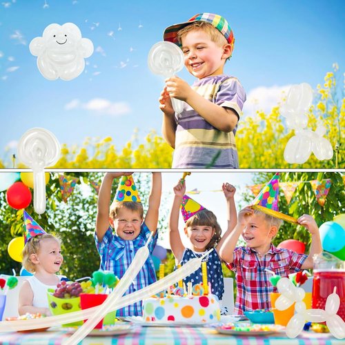 LXZFCRG Clear Long Skinny Latex Balloons - 100Pcs Twisting Balloons for Animal Sculpting & Party Decor