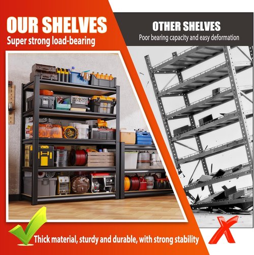 **Heavy Duty Metal Shelving Unit by [Brand Name] - Adjustable 5-Tier Garage Storage Rack | 2050 lbs Capacity, 71"x46"x18"**