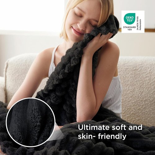 Bedsure GentleSoft Twin XL Blanket - Cozy Black Fleece Throw for Couch, 66x90 Inches