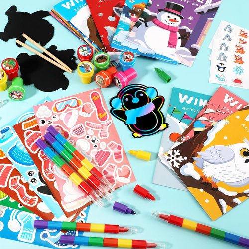 BenLouis Holiday Themed Coloring Book Set - Winter Party Favors for Kids | 12-Pack Goodie Bag Stuffers