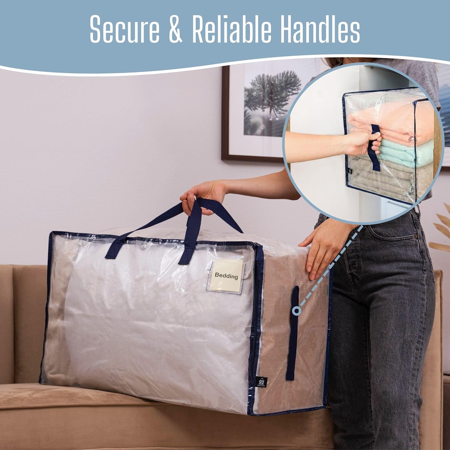VENO Extra Large Moving Bags - 4 Pack Heavy Duty Storage Totes with Reinforced Handles & Strong Zippers