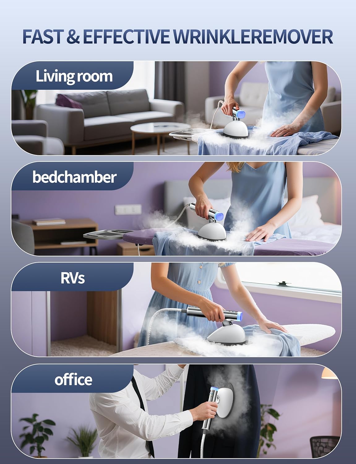 Sundu Garment Steamer - 2-in-1 Handheld & Standing Design | 30s Heat-Up, 800mL, 6 Steam Settings, Auto Off, Portable Wrinkle Remover - White
