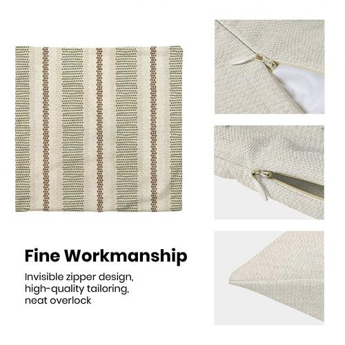 Yxuiyal Boho Pillow Covers 18x18 Set of 2 Sage Green Brown Stripes Throw Pillow Covers Outdoor Decoration Modern Abstract Decorative Pillowcase Farmhouse Linen Cushion Case Decor for Home Couch Sofa