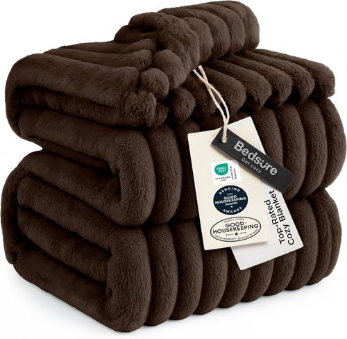 Bedsure GentleSoft Dark Chocolate Fleece Blanket - Cozy, Soft Throw for Couch | 108x90 Inches