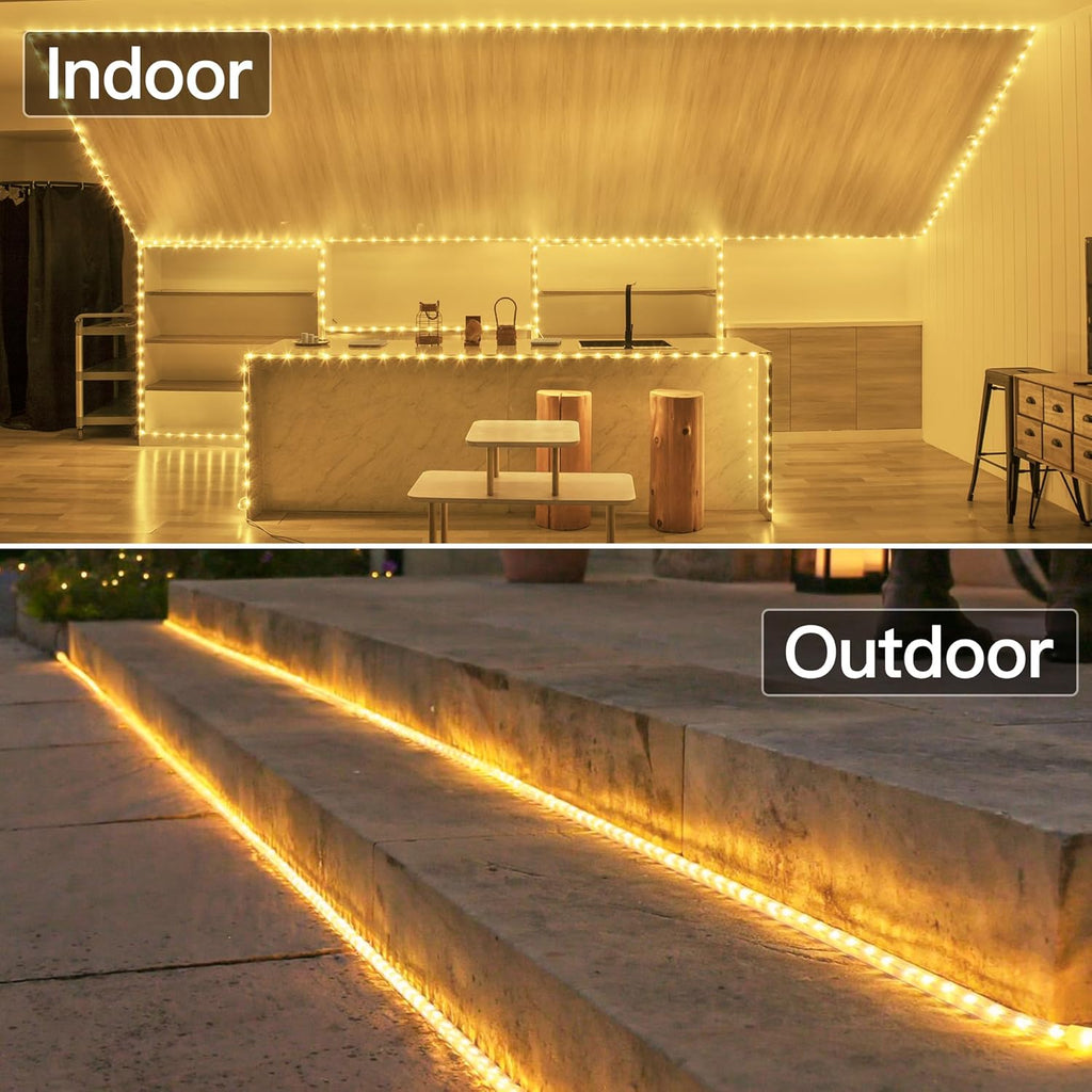 Skiennix 50ft LED Rope Lights - Waterproof 300 LED with Remote & Timer | Warm White for Indoor & Outdoor Use