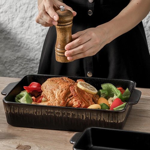 KOOV Bakeware Set - Ceramic Rectangular Baking Pans | 3-Piece Casserole Dish Set, 9 x 13 Inches, Rough Black