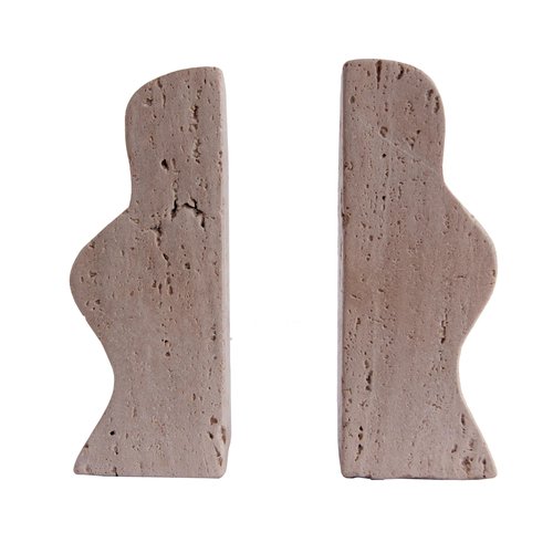 Creative Co-Op Decorative Travertine Wave Bookends, Natural, Set of 2