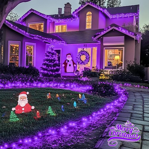 JMEXSUSS 200 LED Purple Christmas Lights - 66ft Connectable String Lights for Indoor/Outdoor Decor