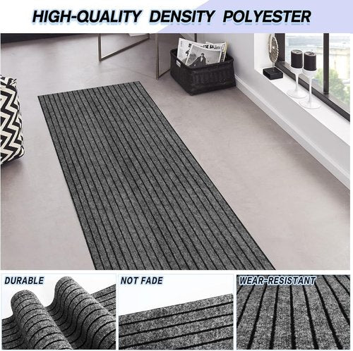 Custom Size Non-Slip Area Rugs Runner by [Brand Name] - Easy Clean & Waterproof | 2FT x 6FT Gray Stripe for Hallway, Kitchen, Laundry