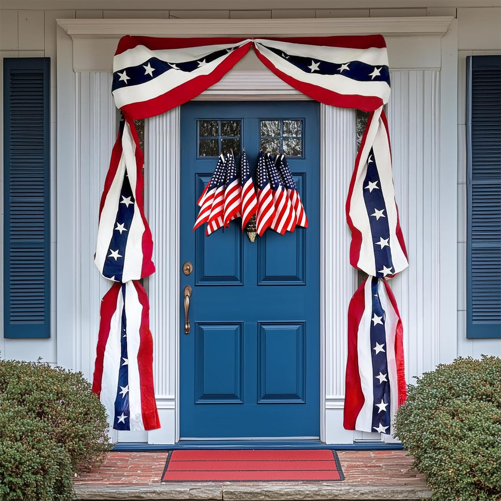 MCJC Patriotic Door Decorations Set - American Flag Bunting & Triangle Garland for 4th of July Display