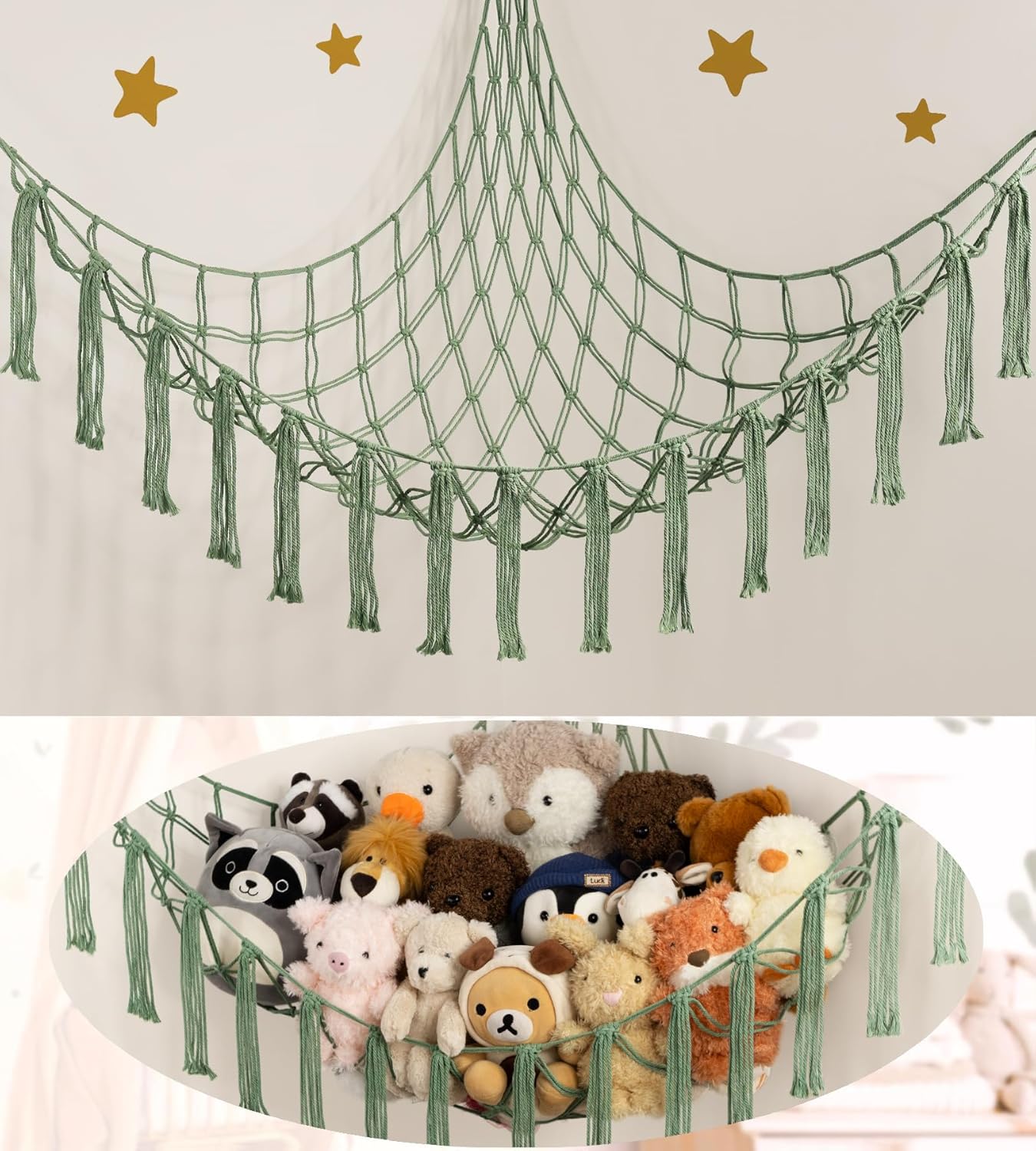 Mirolam Stuffed Animal Storage Hammock - Large Corner Organizer for Plush Toys | Baby Nursery Decor