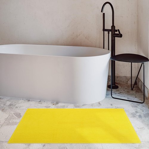 Cotton Paradise 100% Cotton Bath Mat - Non-Slip, Soft & Absorbent, Quick Dry, 17x24 Inch, Yellow