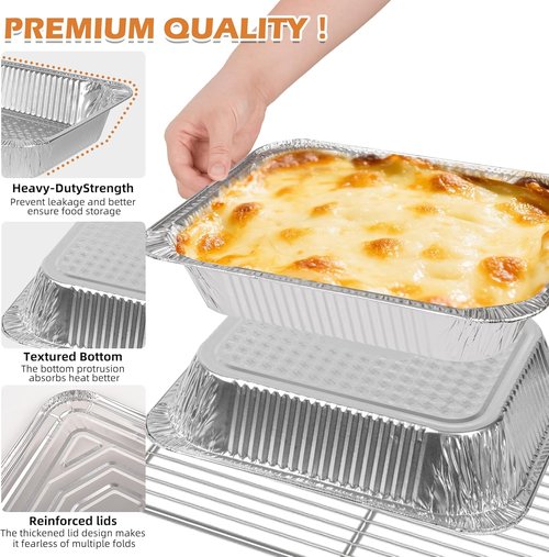 Findful Aluminum Pans - Heavy-Duty 9x13 Foil Pans (30 Pack) for Cooking, Baking & Storing Food - Leak-Proof & Oven-Safe