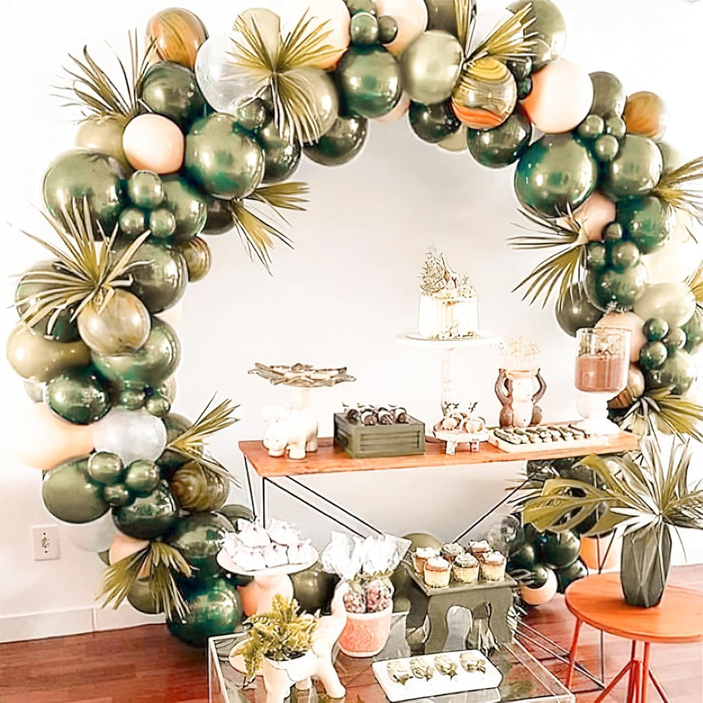 PartyWoo Metallic Green Balloons - 50pcs 12 Inch Sage Olive Green for Graduation & Baby Showers