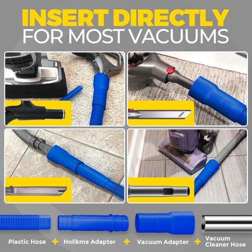 Holikme Dryer Vent Cleaner Kit - 2 Pieces with Lint Vacuum Attachment & Flexible Brush | Dark Blue