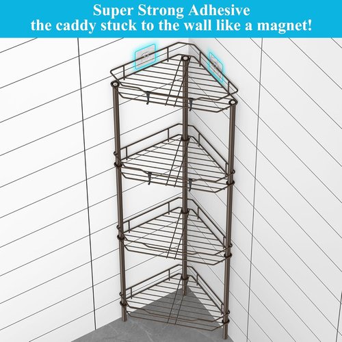 HuggieGems 4-Tier Corner Shower Caddy Organizer - Stylish Bathroom Shelf Rack in Bronze