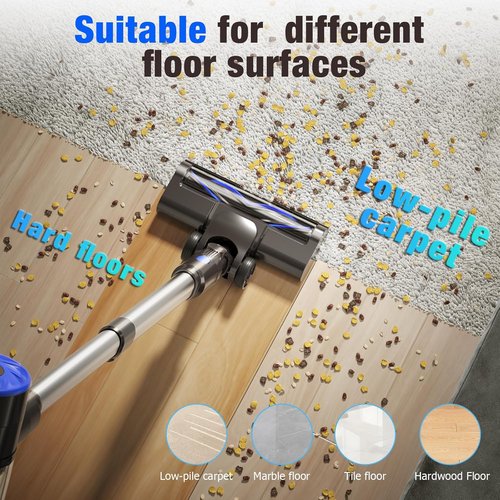 Airdiyaa Cordless Vacuum Cleaner - 40Kpa Powerful Stick Vacuum for Home | 8-in-1 Lightweight Design, 1.5L Dust Cup & Anti-Tangle Feature