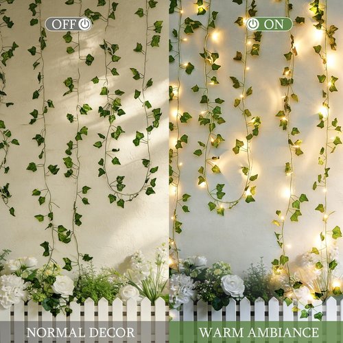 JMEXSUSS 100 LED Ivy Vines with Fairy Lights - 33 FT Waterproof String Lights for Bedroom & Wedding Decor (Warm White)