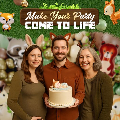 ALL-IN-1 Woodland Balloon Arch Kit with BONUS Animals 6x Balloons for Woodland Baby Shower Decorations - Green and Brown Balloons for Shrek Party Decorations & Safari Baby Shower Decorations - Jungle