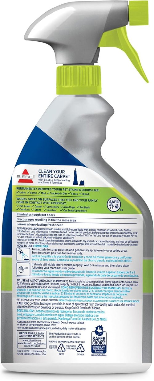 Bissell PET PRO OXY Stain Destroyer - Powerful Carpet & Upholstery Cleaner | 22 oz, 2 Pack