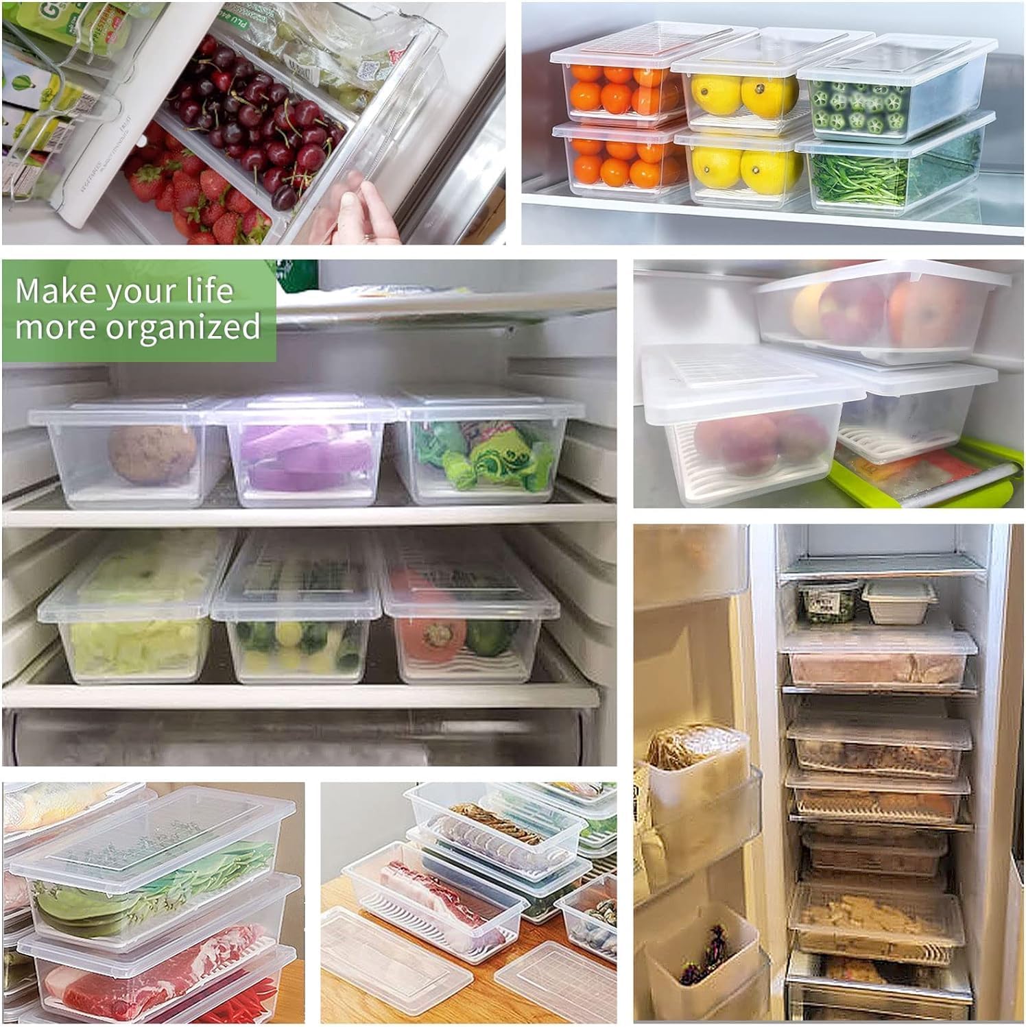 SILIVO Fruit Storage Containers - 1.5L Produce Saver with Removable Drain Tray | 3 Pack for Fresh Fruits & Vegetables