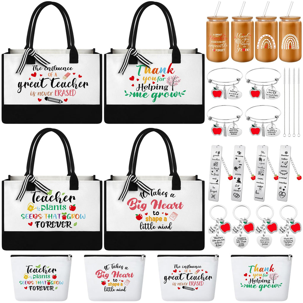 Paterr 24 Pcs Teacher Appreciation Gifts for Women Thank You Inspirational Gifts in Bulk for Graduation Tote Bags (Forever)