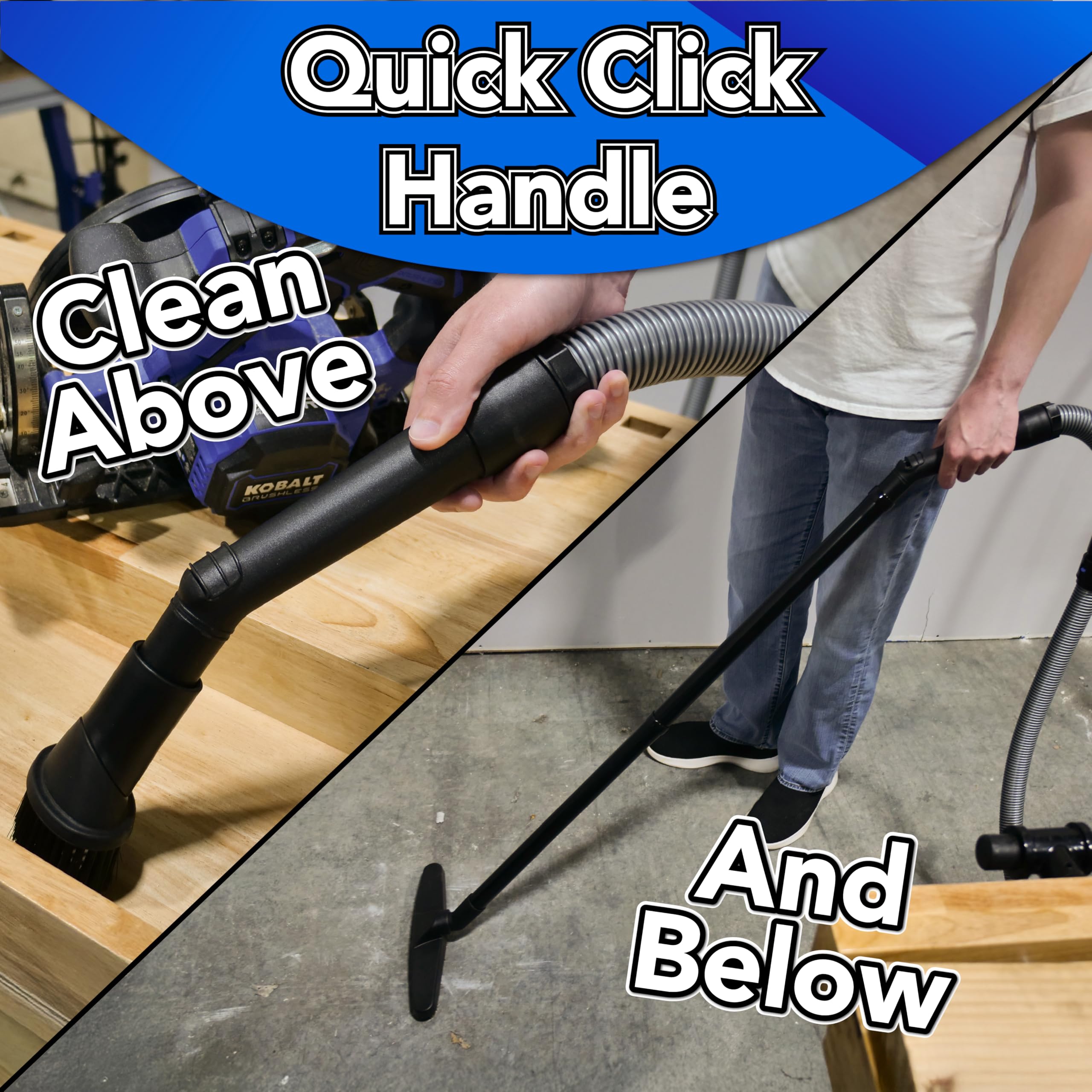 Cen-Tec Systems 95270 16 Ft. Home and Shop Vacuum Hose with Expanded Multi-Brand Power Tool Dust Collection Adapter Set and Full Attachment Kit, Black