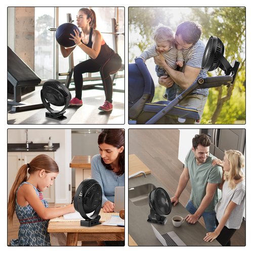 Sukadar Portable Clip on Fan, 10000mAh Battery Operated, 24 Hours Work Time, 4 Speeds, 8 Inch, Personal Fan for Bedroom Outdoor Travel Camping Golf Cart Treadmill Home Office