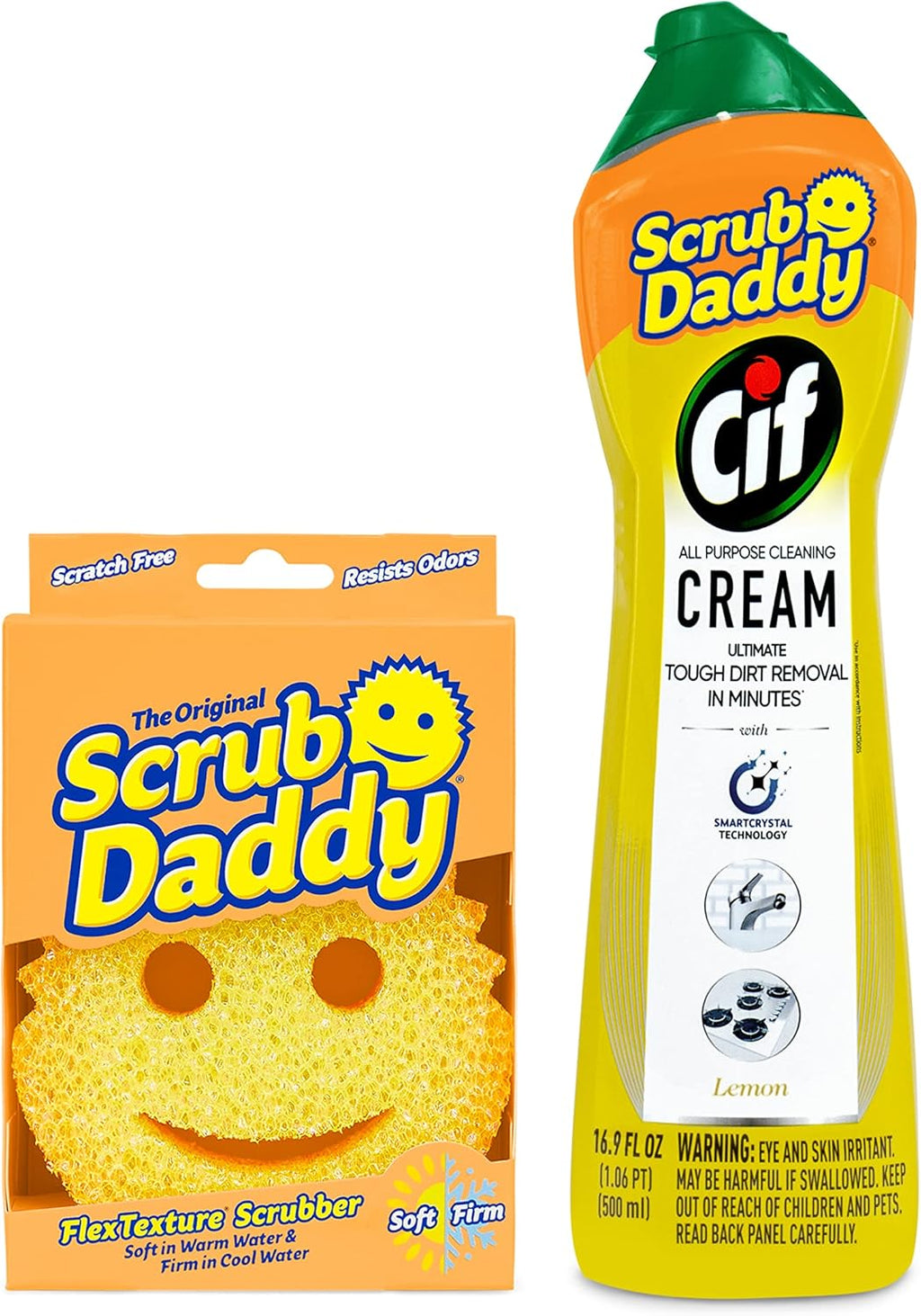 Scrub Daddy Sponges & Cif All-Purpose Cleaner - Non-Scratch Kitchen & Bathroom Cleaning Kit