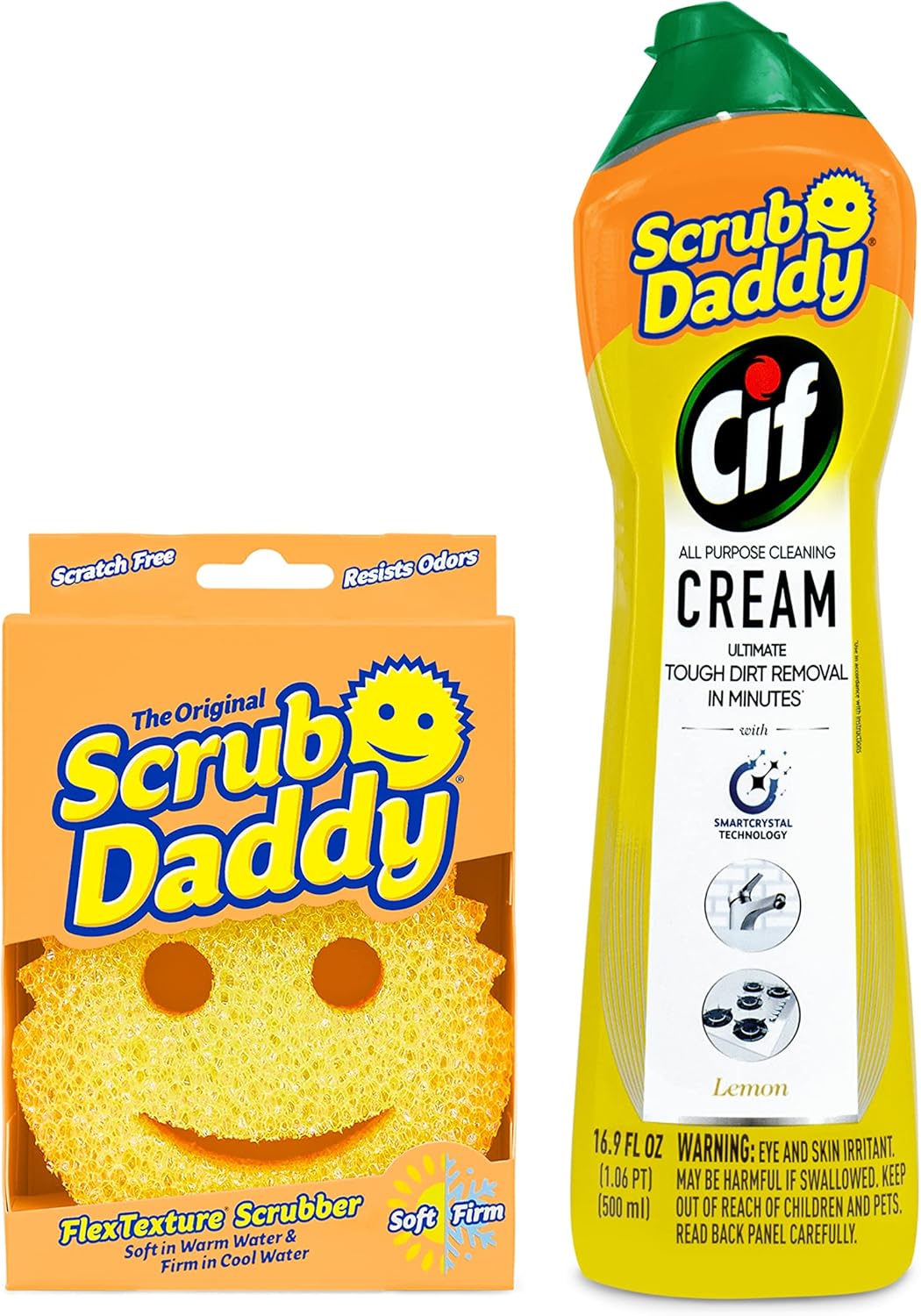 Scrub Daddy Sponges & Cif All-Purpose Cleaner - Non-Scratch Kitchen & Bathroom Cleaning Kit