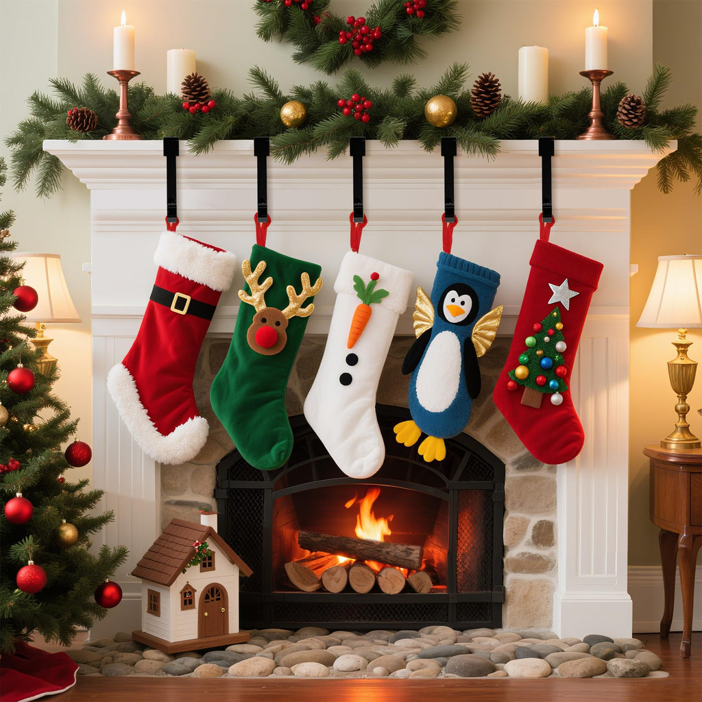 Doitory Christmas Stocking Holder Hanger,4 or 6 Pack Stocking Holders for Fireplace and Mantle for Xmas Holiday Party Decorations