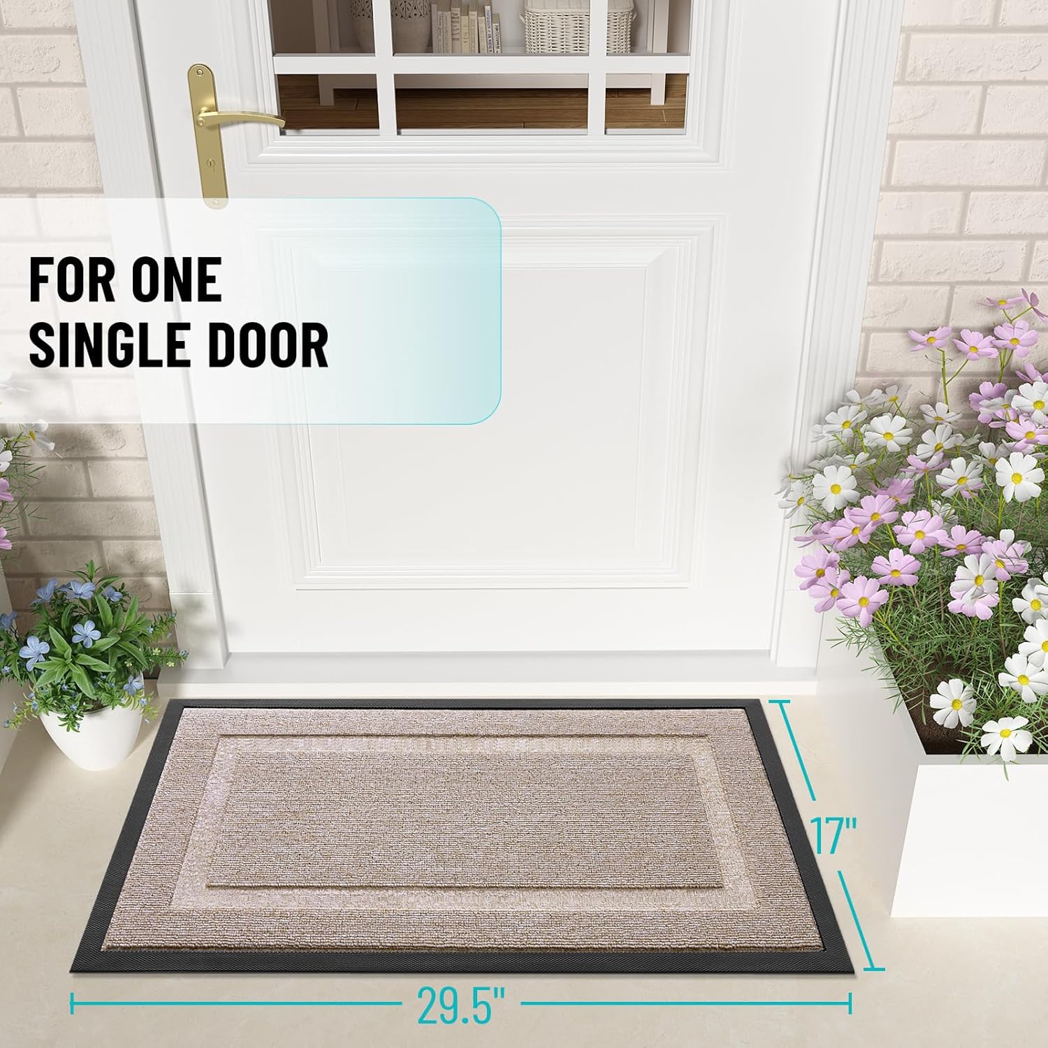 OLANLY Waterproof Front Door Mat - All-Season Indoor/Outdoor Doormat, Easy Clean, 29.5x17, Camel