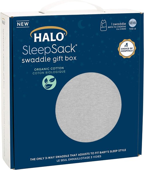 HALO Sleepsack Swaddle - 100% Organic Cotton Newborn Gift Set | TOG 1.5, 0-3 Months, Cloud Design