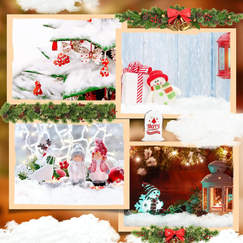 Shappy Christmas Fake Snow Decor - Fluffy Artificial Snow Blanket for Indoor Winter Decorations