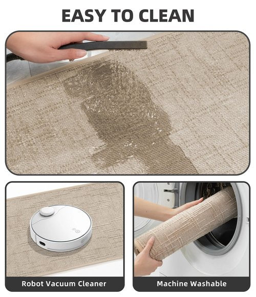 YIHOUSE Bathroom Rug Set 3 Piece Beige, Non Slip Bath Mats Sets of 3 Quick Dry, Absorbent Washable Thin Bathroom Rugs Fit Under Door for Elder, Sink, Laundry