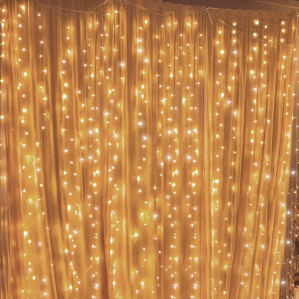 Twinkle Star 300 LED Fairy Curtain String Lights - 8 Modes for Indoor/Outdoor Decor | Warm White, 2 Pack