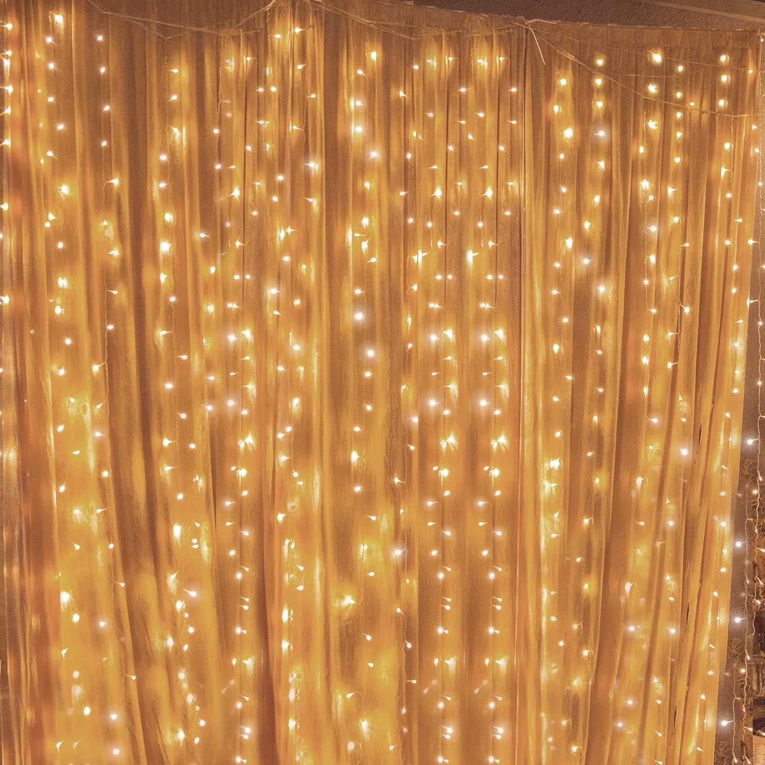 Twinkle Star 300 LED Fairy Curtain String Lights - 8 Modes for Indoor/Outdoor Decor | Warm White, 2 Pack