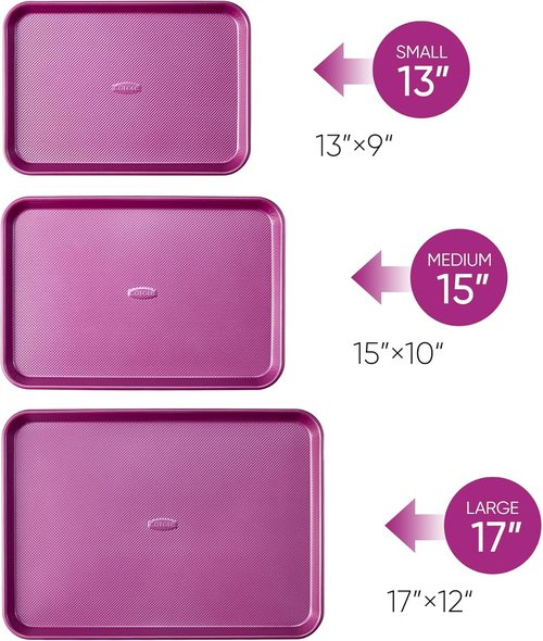 CAROTE 3-Piece Baking Pan Set - Versatile Bakeware Set with 13", 15", & 17" Cookie Sheets in Royal Violet
