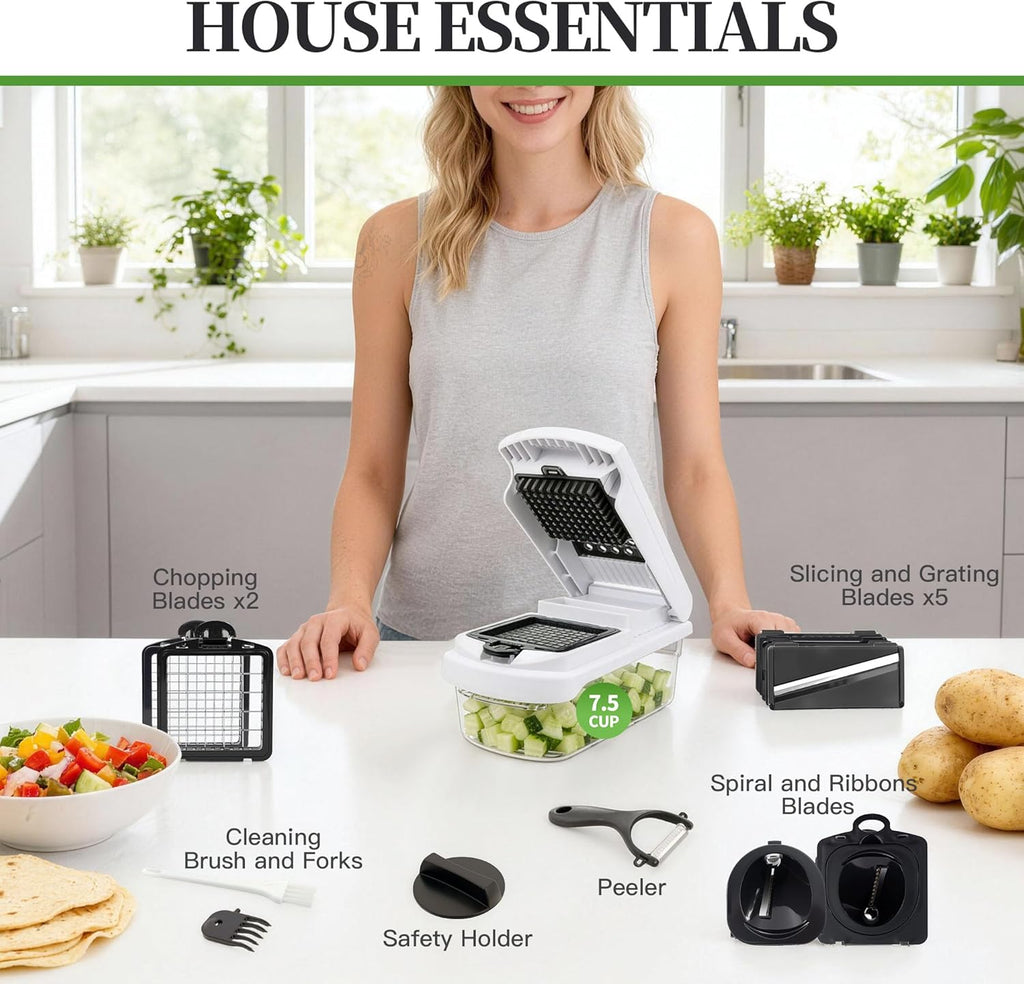 Skiennix 18-in-1 Vegetable Chopper - Versatile Mandoline Slicer with Container & Multiple Functions