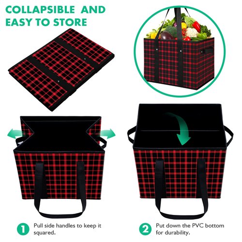 WISELIFE Reusable Grocery Bags 8 Pack,Large Grocery Tote Bag Water Resistant Shopping Bags Foldable Grocery Bag for Clothes,Shoes and Picnic,Red