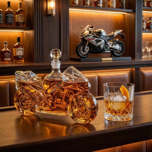 Motorcycle Decanter Whiskey & Wine Decanter, Motorcycle Gifts, Harley Davidson Motorbike Gifts, Dispenser for Wine, Scotch, Bourbon, Whiskey Biker Themed Gifts for Men, Dad, Birthday