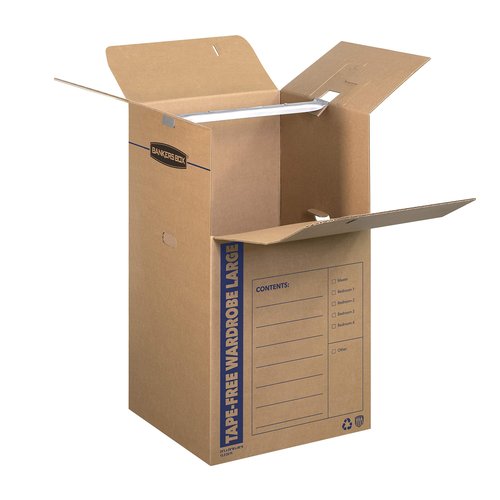 Bankers Box Tall Wardrobe Box 3 Pack, Tape-Free Design, 24" x 24"x 40"(7710501)
