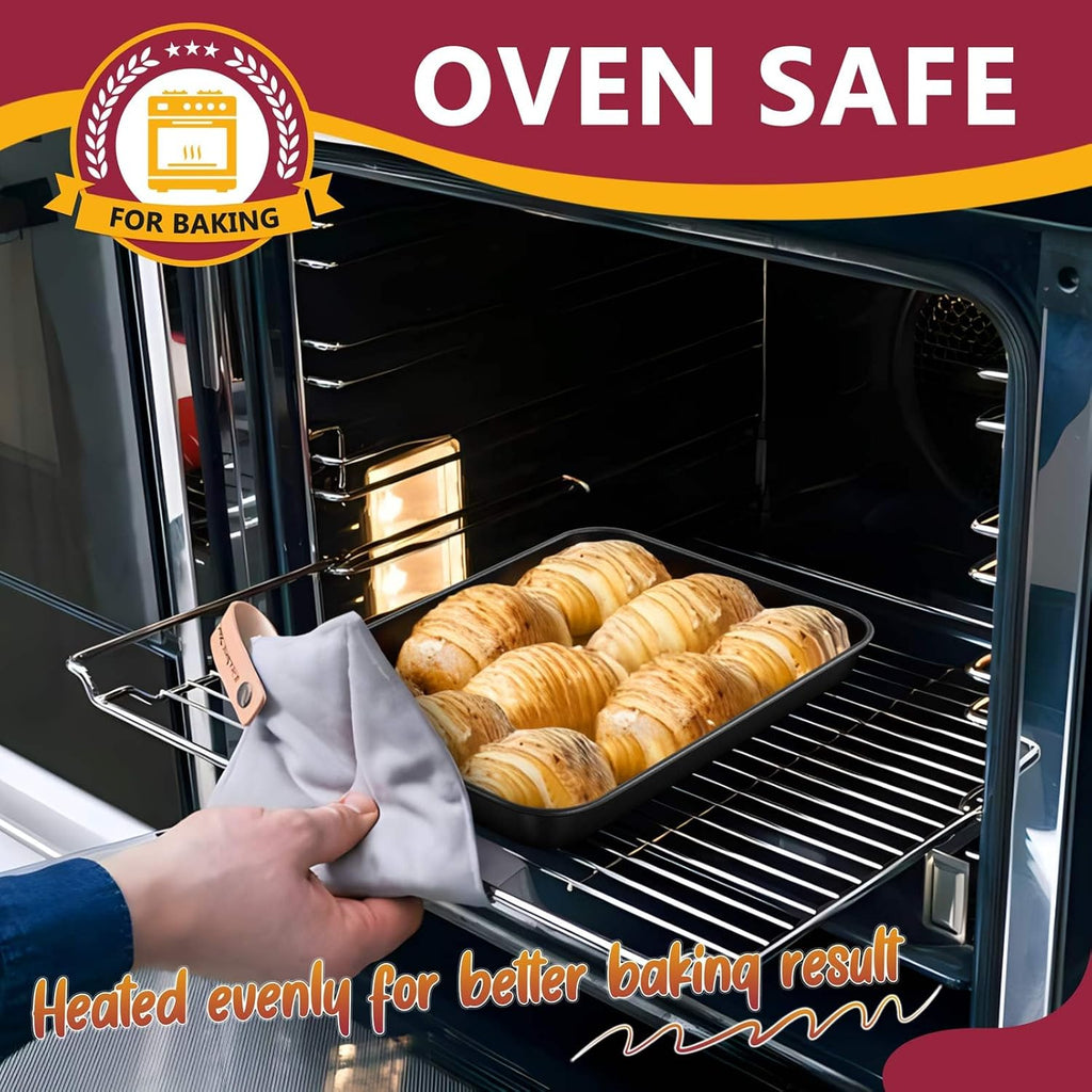 P&P CHEF Non-Stick 10.5 Inch Baking Cookie Sheet Pan - Sturdy Carbon Steel Oven Tray for Easy Cooking & Cleaning